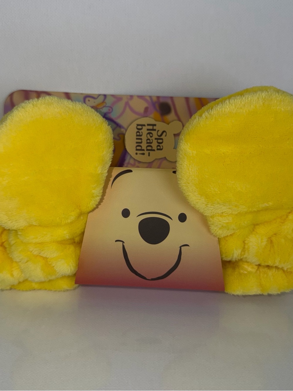 🔥🎀Disney Yellow Plush Winnie the Pooh Spa Headband with Ear Accents